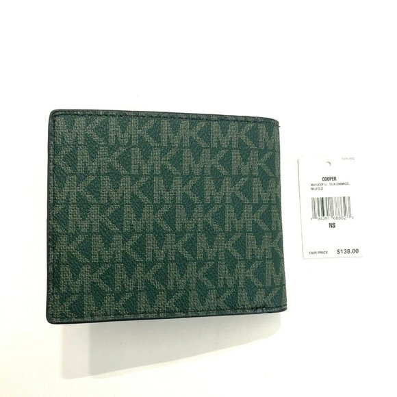 Michael Kors Men's/Women's Cooper Billfold Green Wallet Leather Interior w/o Box - Picture 4 of 4